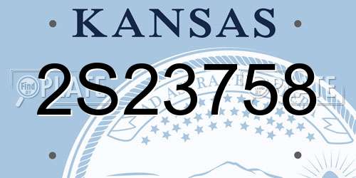 2S23758 Kansas License Plate