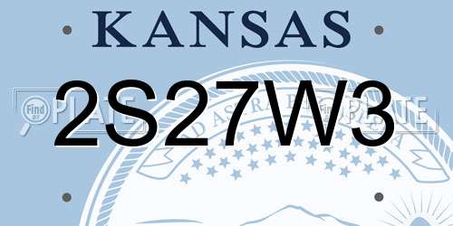2S27W3 Kansas License Plate