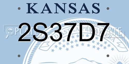 2S37D7 Kansas License Plate