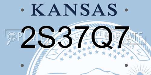 2S37Q7 Kansas License Plate