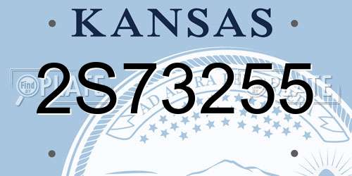 2S73255 Kansas License Plate