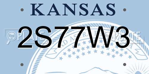 2S77W3 Kansas License Plate