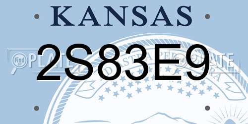 2S83E9 Kansas License Plate