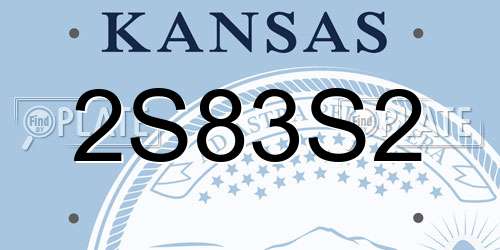 2S83S2 Kansas License Plate