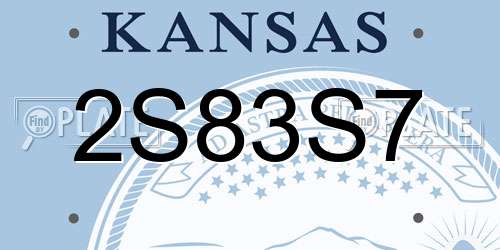 2S83S7 Kansas License Plate