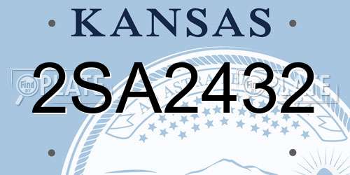 2SA2432 Kansas License Plate
