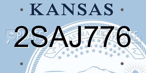 2SAJ776 Kansas License Plate