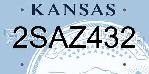 2SAZ432 Kansas License Plate