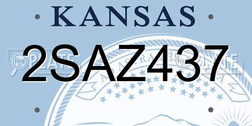 2SAZ437 Kansas License Plate