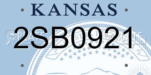 2SB0921 Kansas License Plate
