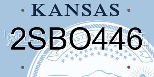 2SBO446 Kansas License Plate