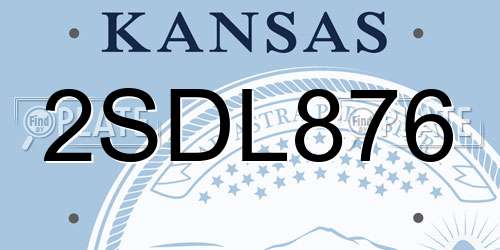 2SDL876 Kansas License Plate