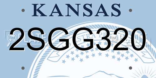2SGG320 Kansas License Plate