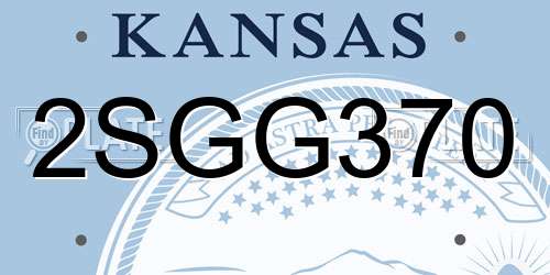 2SGG370 Kansas License Plate