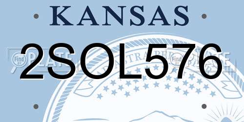 2SOL576 Kansas License Plate