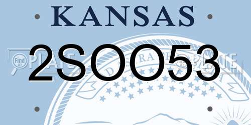 2SOO53 Kansas License Plate