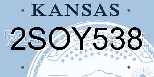 2SOY538 Kansas License Plate