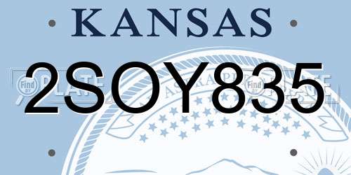 2SOY835 Kansas License Plate