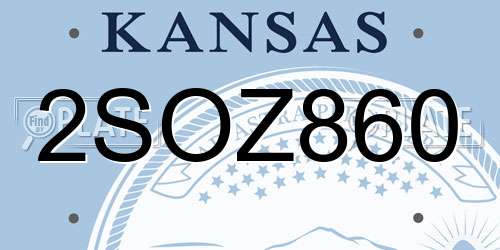 2SOZ860 Kansas License Plate