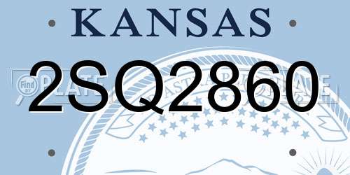 2SQ2860 Kansas License Plate