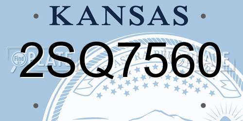 2SQ7560 Kansas License Plate