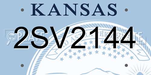 2SV2144 Kansas License Plate