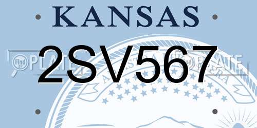 2SV567 Kansas License Plate