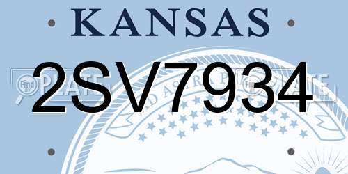 2SV7934 Kansas License Plate