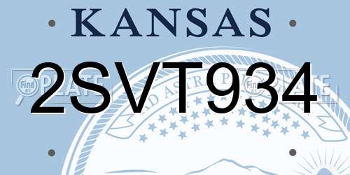 2SVT934 Kansas License Plate