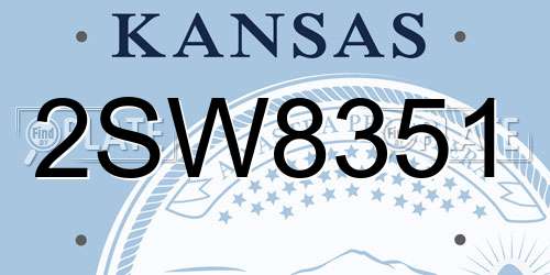 2SW8351 Kansas License Plate