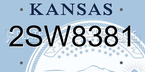 2SW8381 Kansas License Plate