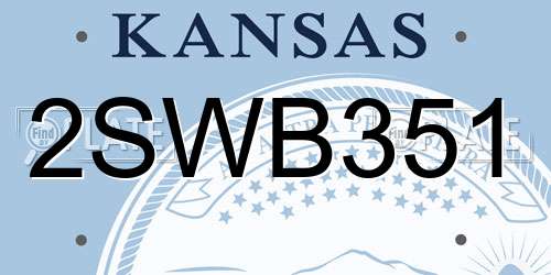 2SWB351 Kansas License Plate