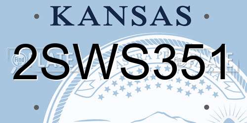 2SWS351 Kansas License Plate