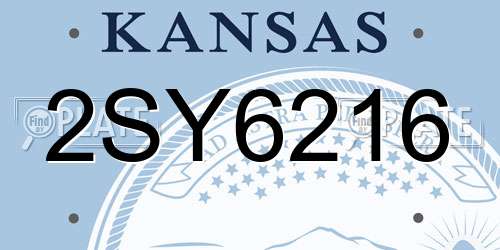 2SY6216 Kansas License Plate
