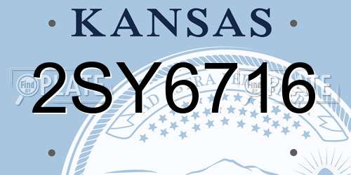 2SY6716 Kansas License Plate