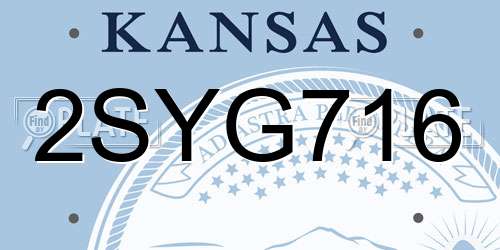 2SYG716 Kansas License Plate