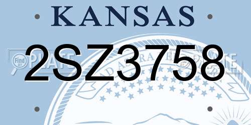 2SZ3758 Kansas License Plate