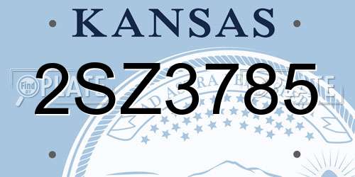 2SZ3785 Kansas License Plate