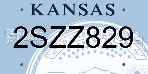 2SZZ829 Kansas License Plate