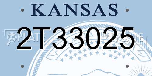 2T33025 Kansas License Plate