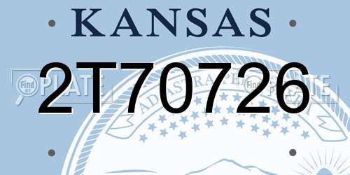 2T70726 Kansas License Plate