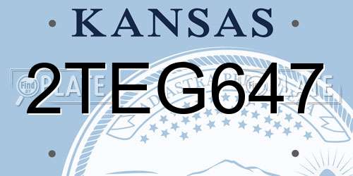 2TEG647 Kansas License Plate