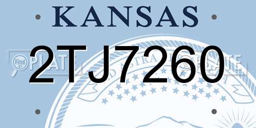 2TJ7260 Kansas License Plate