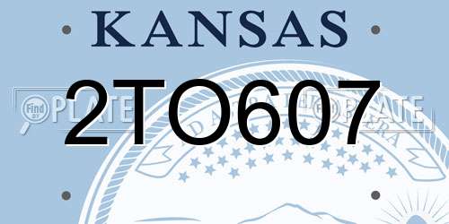 2TO607 Kansas License Plate
