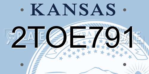 2TOE791 Kansas License Plate