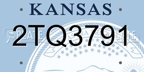 2TQ3791 Kansas License Plate