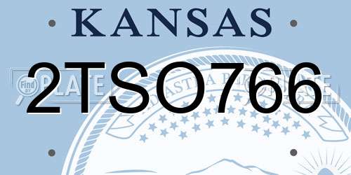 2TSO766 Kansas License Plate