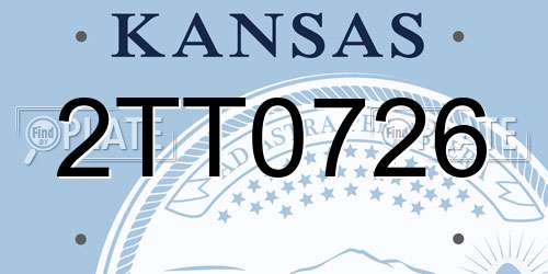 2TT0726 Kansas License Plate