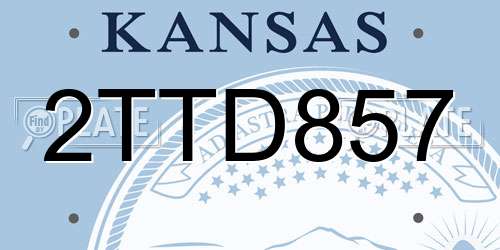 2TTD857 Kansas License Plate