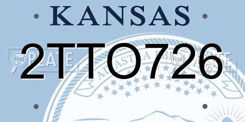 2TTO726 Kansas License Plate